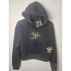 Pro Standard Womens Pittsburgh Penguins Rhinestone Cropped Hoodie Small